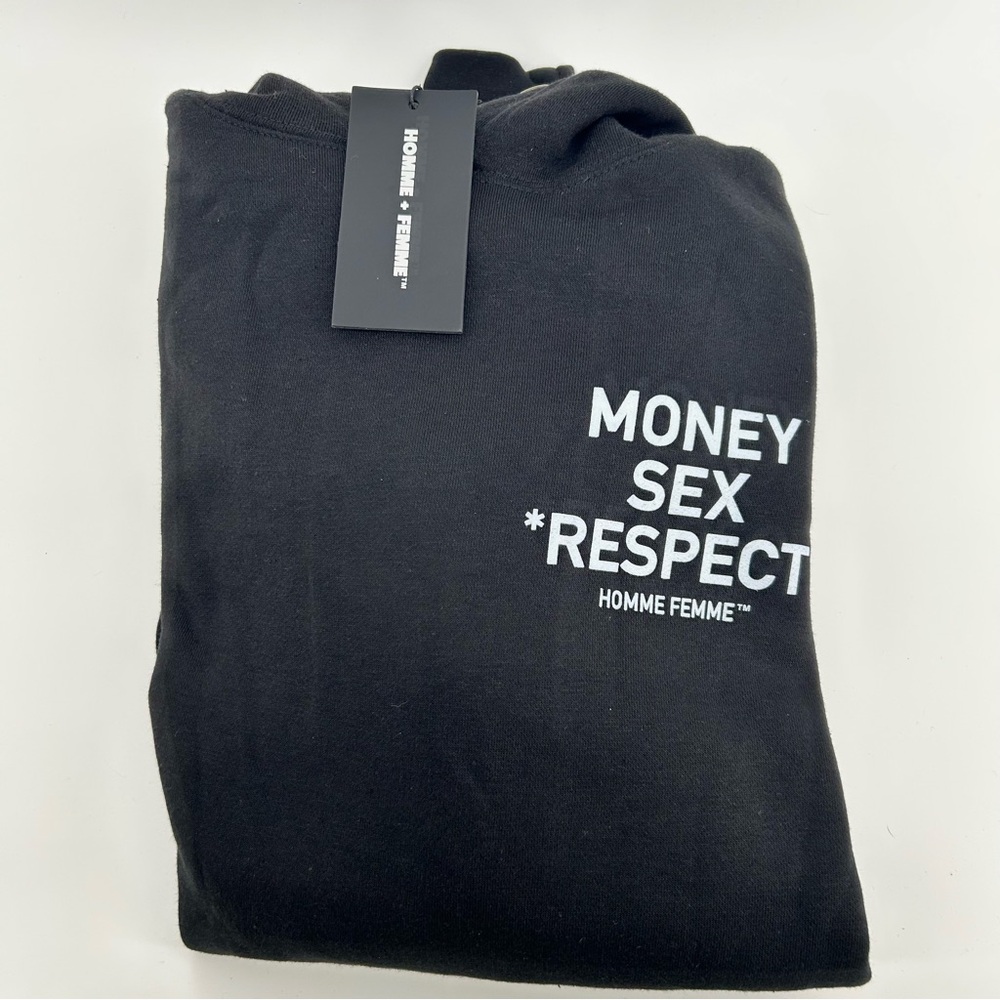 Homme Femme Black Money Sex Respect Los Angeles CA Hoodie Men's XL NWT